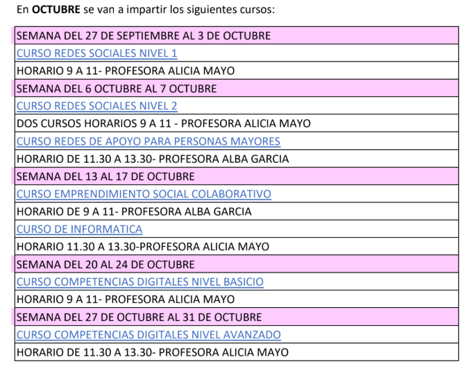 cursos octubre